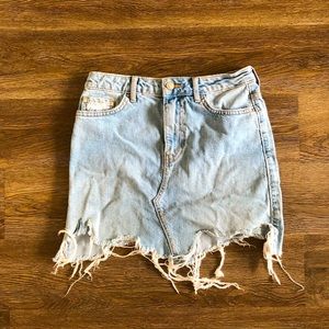 FOREVER 21 Distressed denim mini skirt